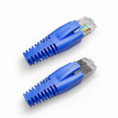 FyberOptix DIY RJ45 Strain Relief Boots, 5.5-7.5 mm OD for Cat5e/Cat6/Cat6a/Cat7/Cat8 Ethernet Cables, Blue, 50PCS/Pack