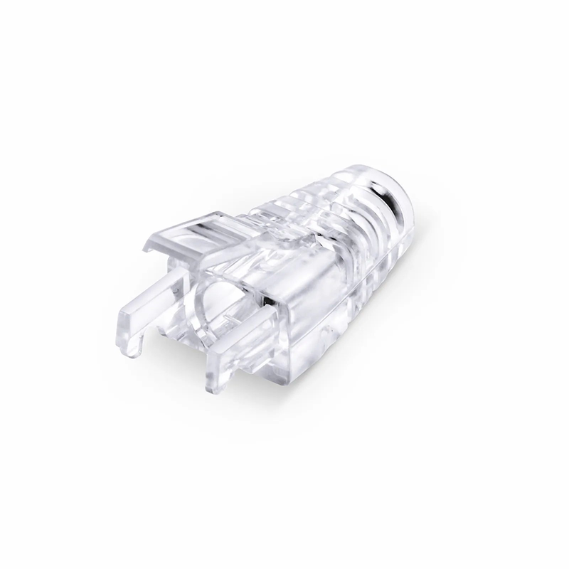 FyberOptix Cat6 RJ45 Strain Relief Boots, 6.0-6.5mm OD for Cat6 UTP 23~24AWG, F/UTP 26AWG Ethernet Network Cable, Transparent, 50PCS/Pack