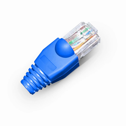 FyberOptix Cat6 RJ45 Strain Relief Boots, 6.0mm OD for Cat6 UTP 23~24AWG Ethernet Cables, Blue, 50PCS/Pack