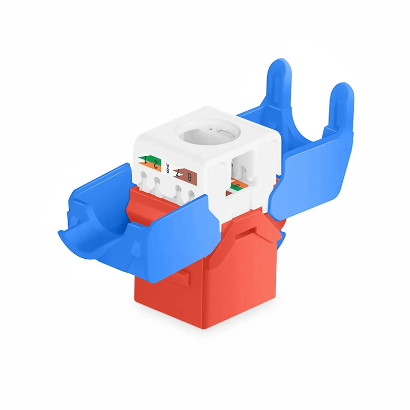 FyberOptix Cat5e RJ45 (8P8C) Unshielded Toolless Keystone Jack Module, Blue (10 pcs/Pack)