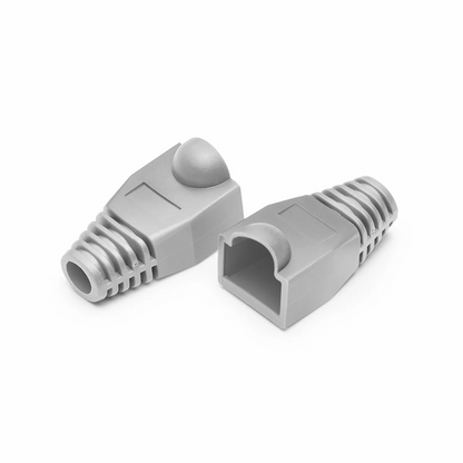 FyberOptix Cat6 RJ45 Strain Relief Boots, 6.0mm OD for Cat6 UTP 23~24AWG Ethernet Cables, Gray, 50PCS/Pack