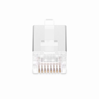 FyberOptix Cat6 RJ45 Pass Through Modular Plugs, Shielded Network Connectors for 24AWG Twisted Pair Solid or Stranded Cable (50/Pack)