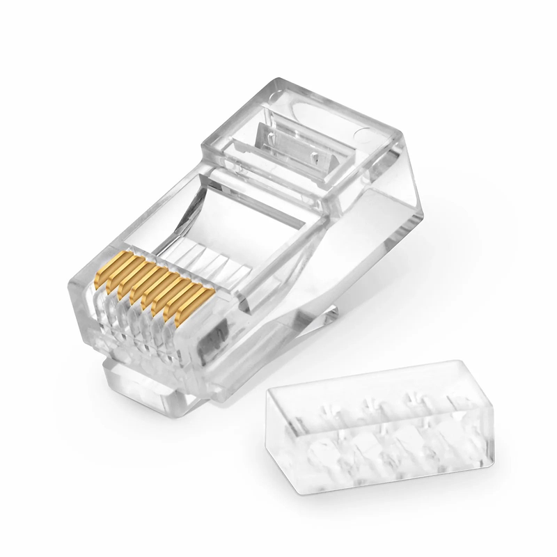 FyberOptix Cat6 RJ45 Standard Modular Plugs (Two-Piece Suit), Unshielded Network Connectors for 23~24AWG Twisted Pair Solid or Stranded Cable (50/Pack)