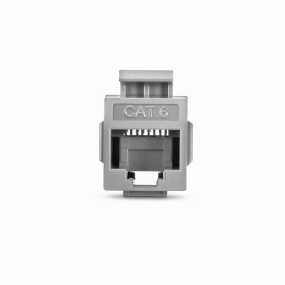 FyberOptix Cat6 Keystone RJ45 Coupler, Unshielded, Female to Female Insert Inline Coupler - Gray (12pcs/Pack)