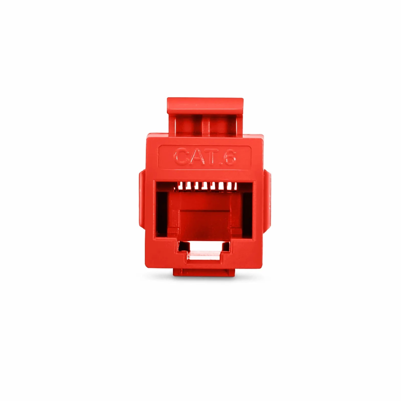 FyberOptix Cat6 Keystone RJ45 Coupler, Unshielded, Female to Female Insert Inline Coupler - Red (12pcs/Pack)