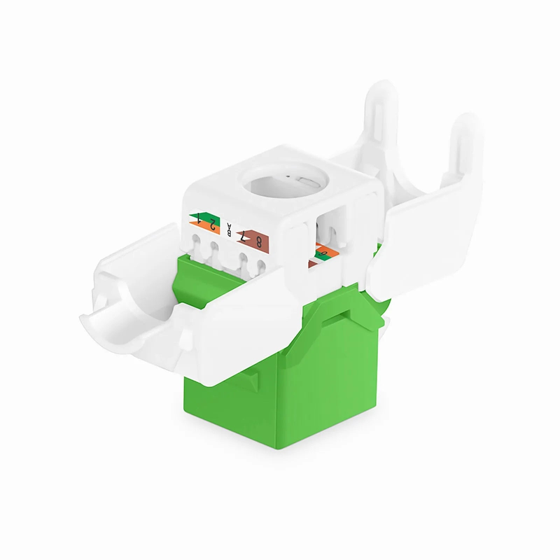 FyberOptix Cat6 RJ45 (8P8C) Unshielded Toolless Keystone Jack Module, Green (10 pcs/Pack)