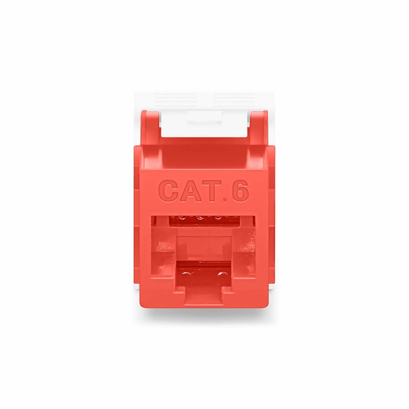 FyberOptix Cat6 RJ45 (8P8C) Unshielded Toolless Keystone Jack Module, Red (10 pcs/Pack)