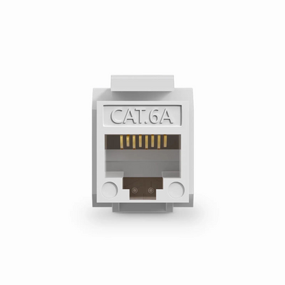 FyberOptix Cat6a RJ45 (8P8C) Unshielded Punch Down Keystone Jack Module, White (10 pcs/Pack)