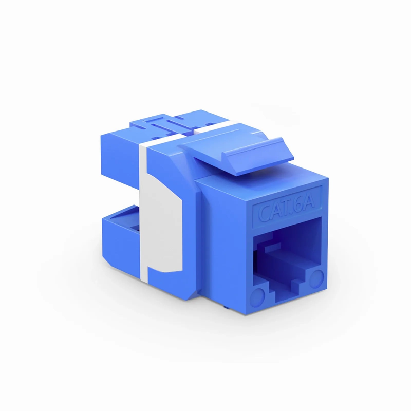 FyberOptix Cat6a RJ45 (8P8C) Unshielded Punch Down Keystone Jack Module, Blue (10 pcs/Pack)