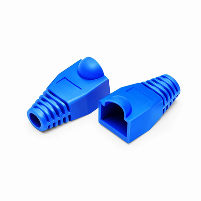 FyberOptix Cat6 RJ45 Strain Relief Boots, 6.0mm OD for Cat6 UTP 23~24AWG Ethernet Cables, Blue, 50PCS/Pack