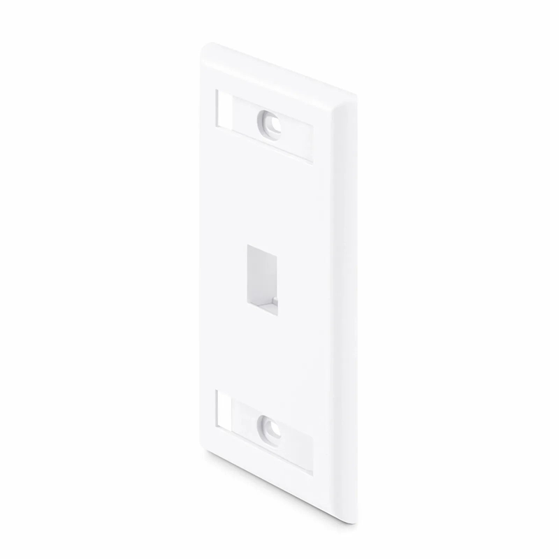 FyberOptix Single Gang Keystone Faceplate, Label Pockets, 1 Port, White, 4.49'' x 2.76''