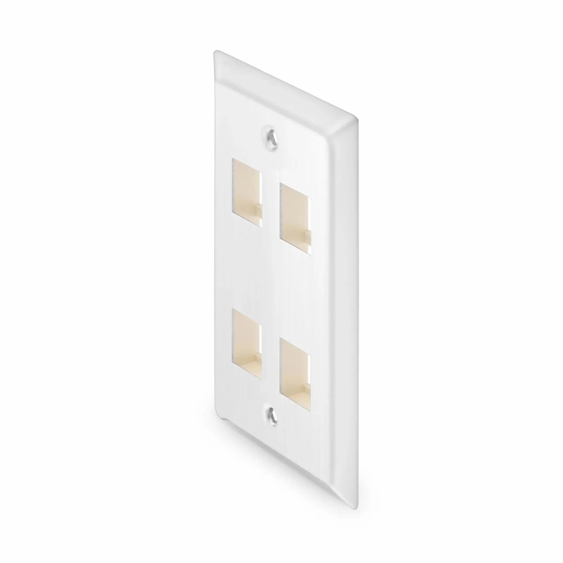 FyberOptix SyncEase Stainless Steel Four Port Keystone Single Gang Wall Plate