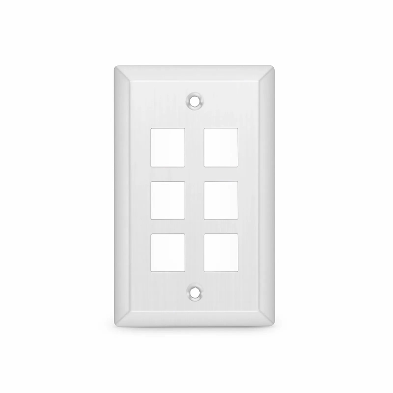 FyberOptix SyncEase Stainless Steel Six Port Keystone Single Gang Wall Plate
