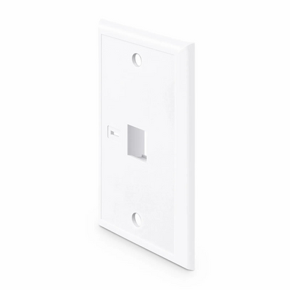 FyberOptix Single Gang Keystone Faceplate, Computer and Telephone Identification Icons, 1 Port, White, 4.49'' x 2.76''