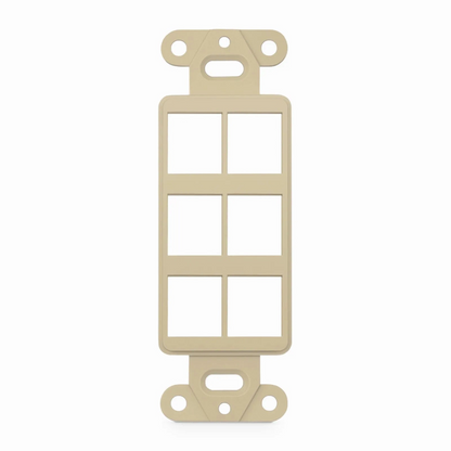 FyberOptix SyncEaseFFSystem Faceplate Frame Keystone Insert, 6 Ports, Ivory, 4.09'' x 1.4''