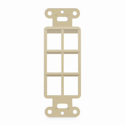 FyberOptix SyncEaseFFSystem Faceplate Frame Keystone Insert, 6 Ports, Ivory, 4.09'' x 1.4''