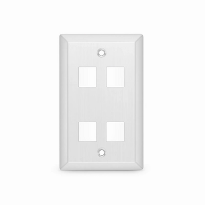 FyberOptix SyncEase Stainless Steel Four Port Keystone Single Gang Wall Plate
