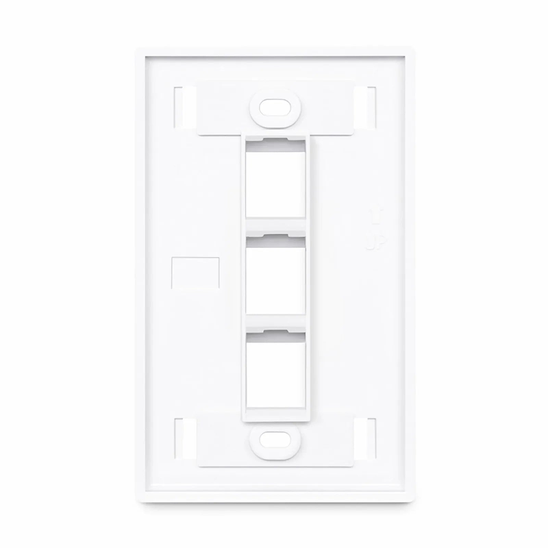 FyberOptix Single Gang Keystone Faceplate, Label Pockets, 3 Ports, White, 4.49'' x 2.76''