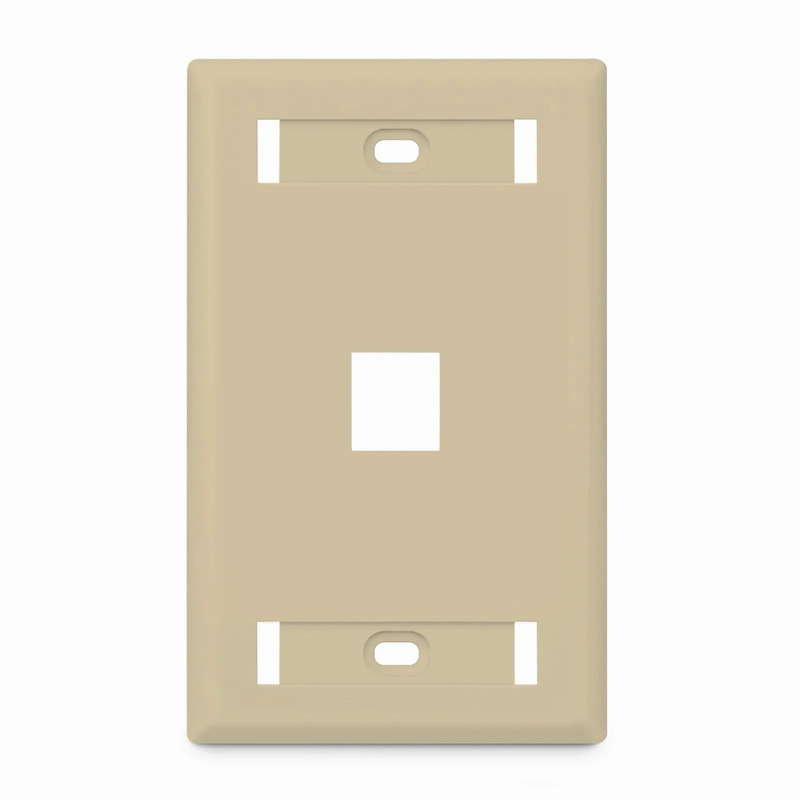 FyberOptix SyncEase Single Gang One Port Keystone Faceplate, Label Pockets, Ivory