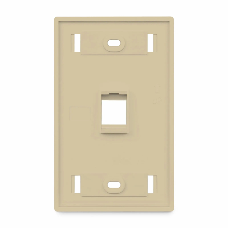 FyberOptix SyncEase Single Gang One Port Keystone Faceplate, Label Pockets, Ivory