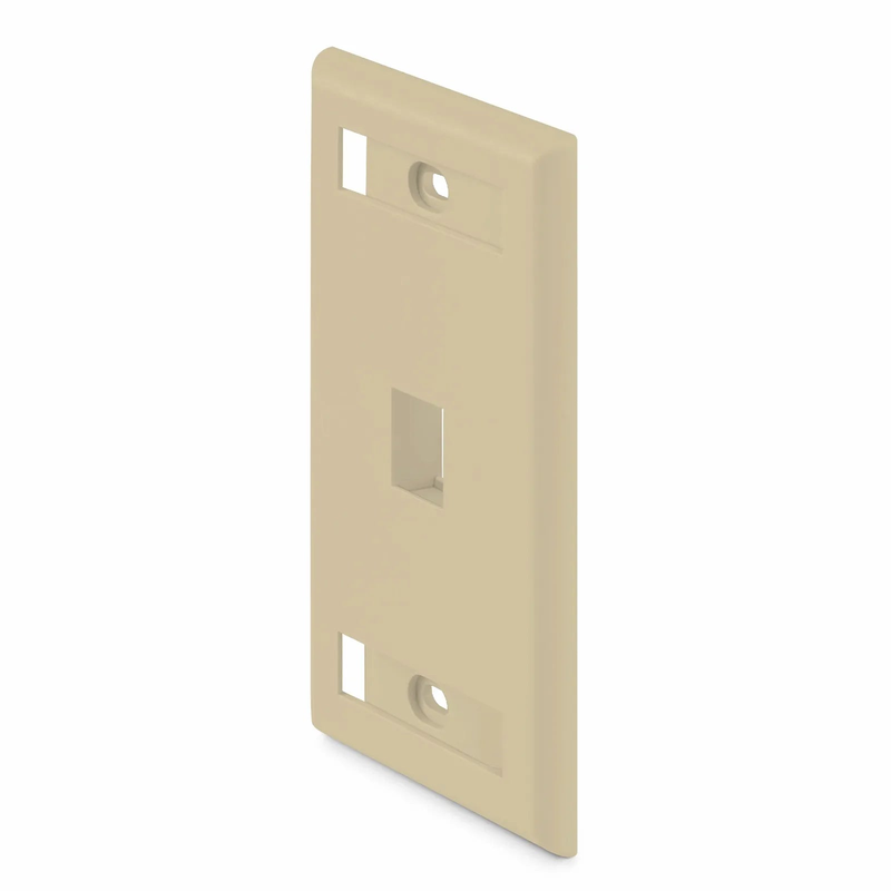 FyberOptix SyncEase Single Gang One Port Keystone Faceplate, Label Pockets, Ivory