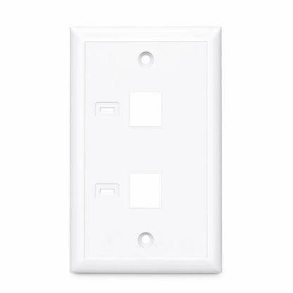 FyberOptix Single Gang Keystone Faceplate, Computer and Telephone Identification Icons, 2 Ports, White, 4.49'' x 2.76''