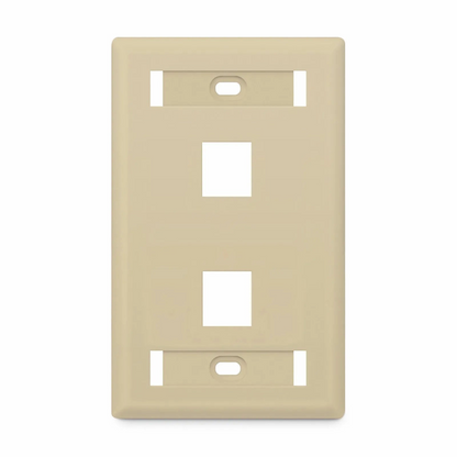 FyberOptix SyncEase Single Gang Two Port Keystone Faceplate, Label Pockets, Ivory