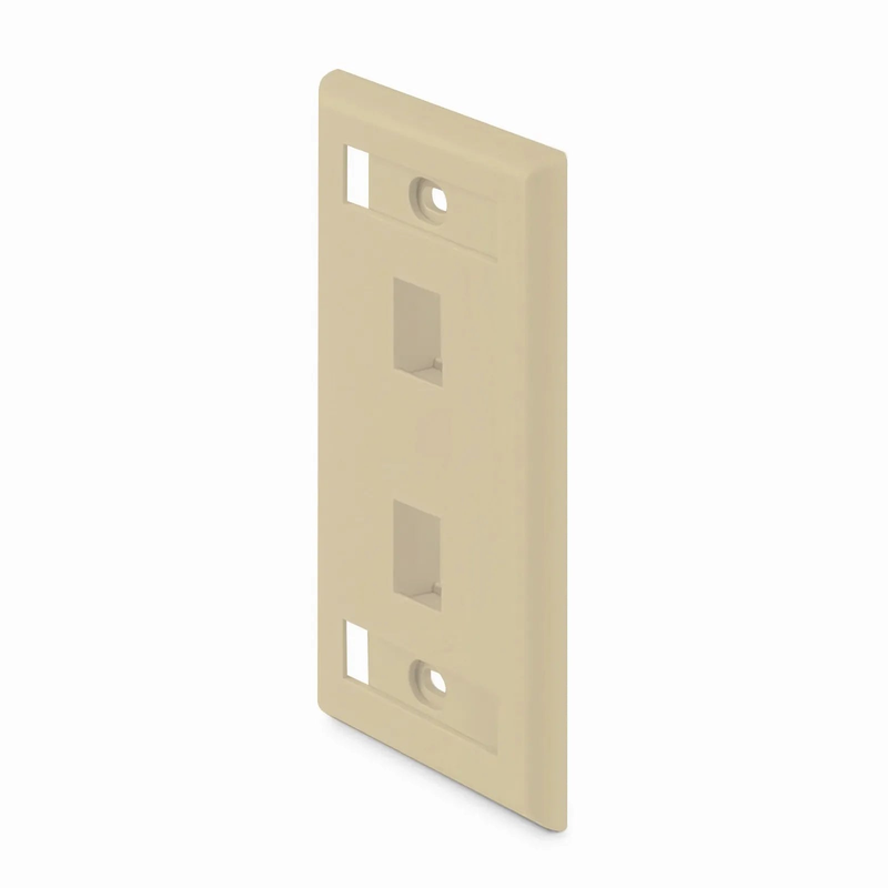 FyberOptix SyncEase Single Gang Two Port Keystone Faceplate, Label Pockets, Ivory