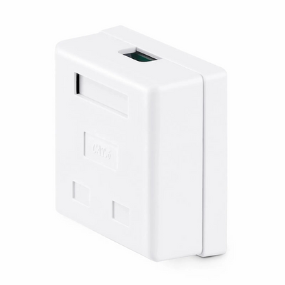 FyberOptix Cat6 RJ45 Shielded Surface Mount Box, 2 Ports, White