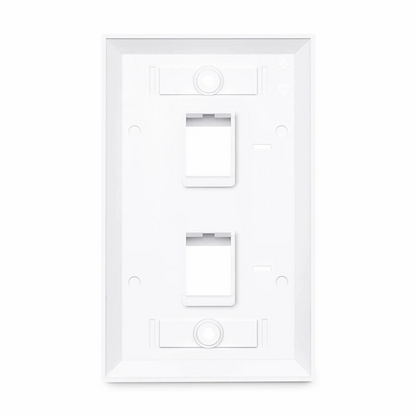 FyberOptix Single Gang Keystone Faceplate, Computer and Telephone Identification Icons, 2 Ports, White, 4.49'' x 2.76''