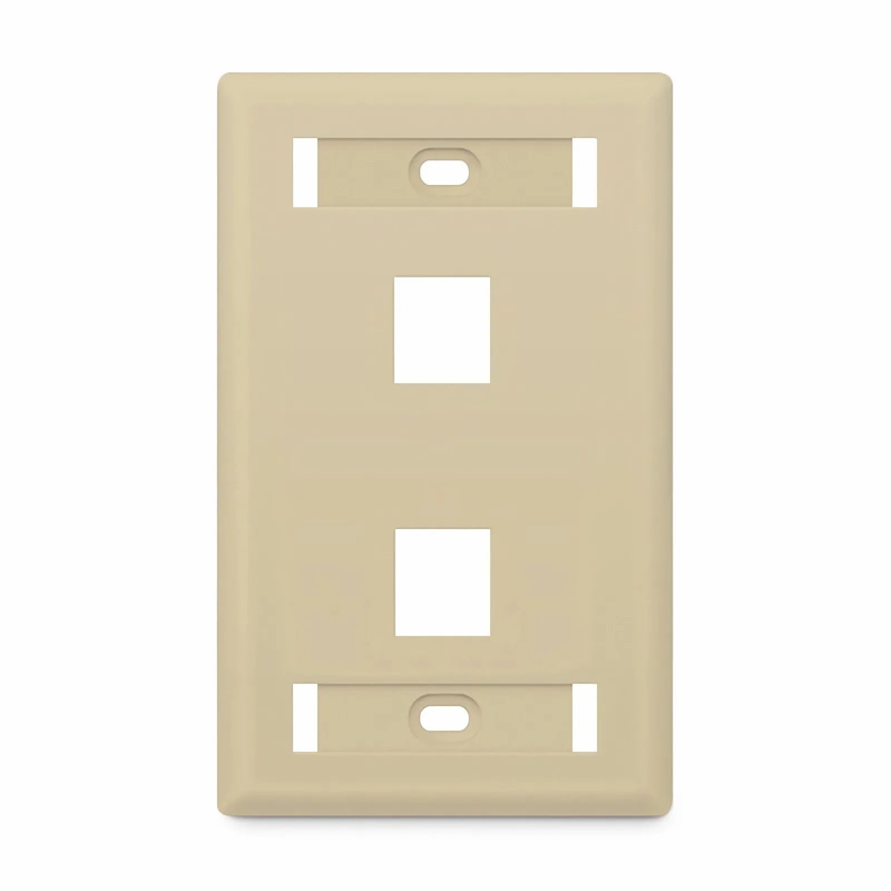 FyberOptix SyncEase Single Gang Two Port Keystone Faceplate, Label Pockets, Ivory