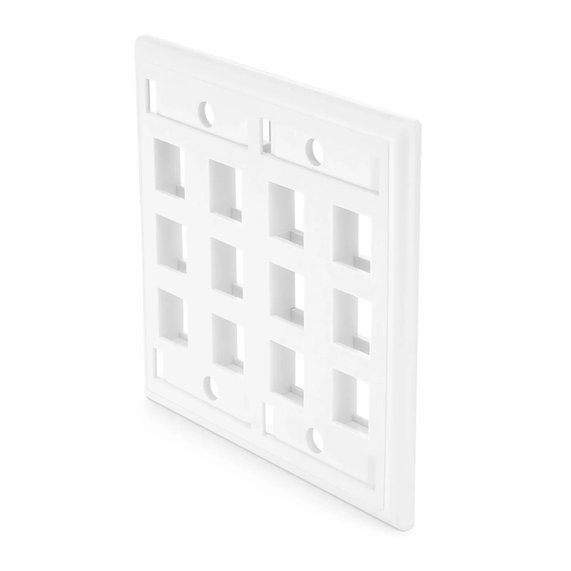 FyberOptix SyncEase Single Gang Twelve Port Keystone Faceplate, Label Pockets, White