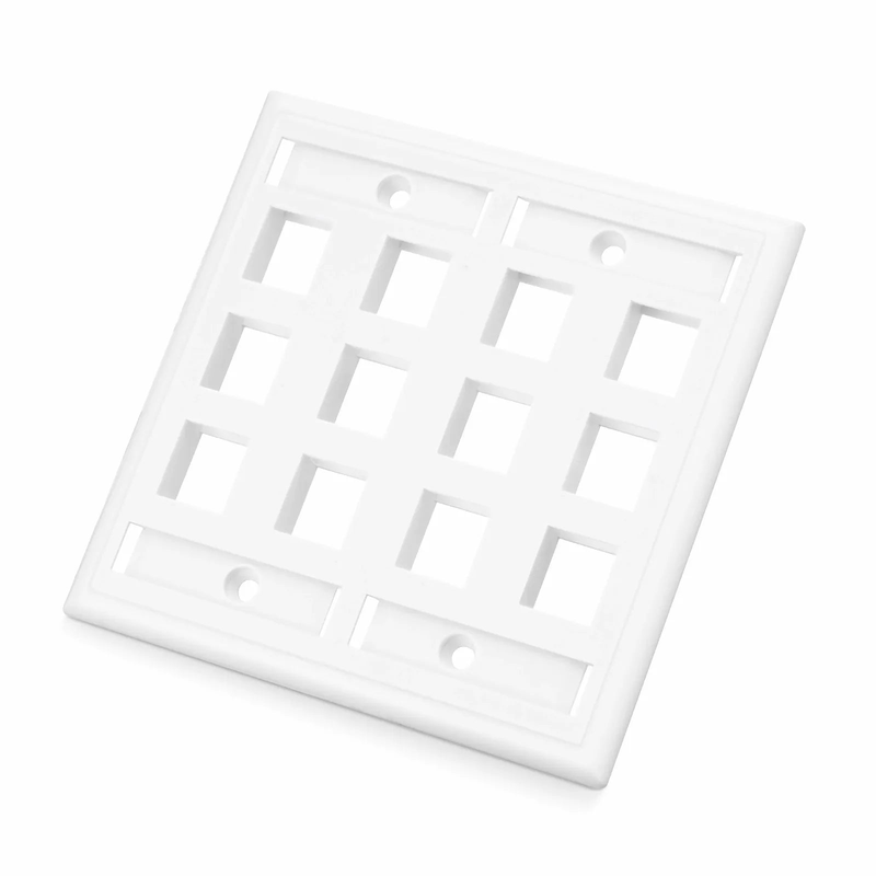 FyberOptix SyncEase Single Gang Twelve Port Keystone Faceplate, Label Pockets, White