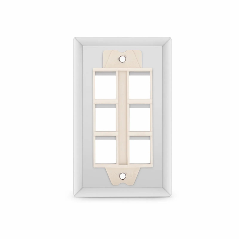 FyberOptix SyncEase Stainless Steel Six Port Keystone Single Gang Wall Plate
