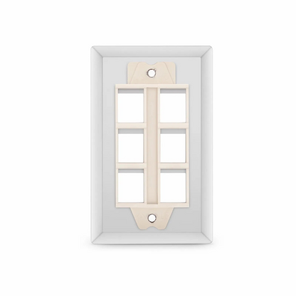 FyberOptix SyncEase Stainless Steel Six Port Keystone Single Gang Wall Plate