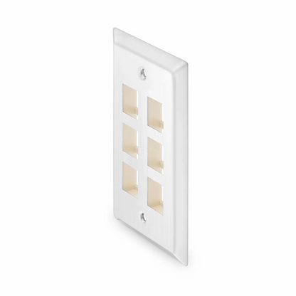 FyberOptix SyncEase Stainless Steel Six Port Keystone Single Gang Wall Plate