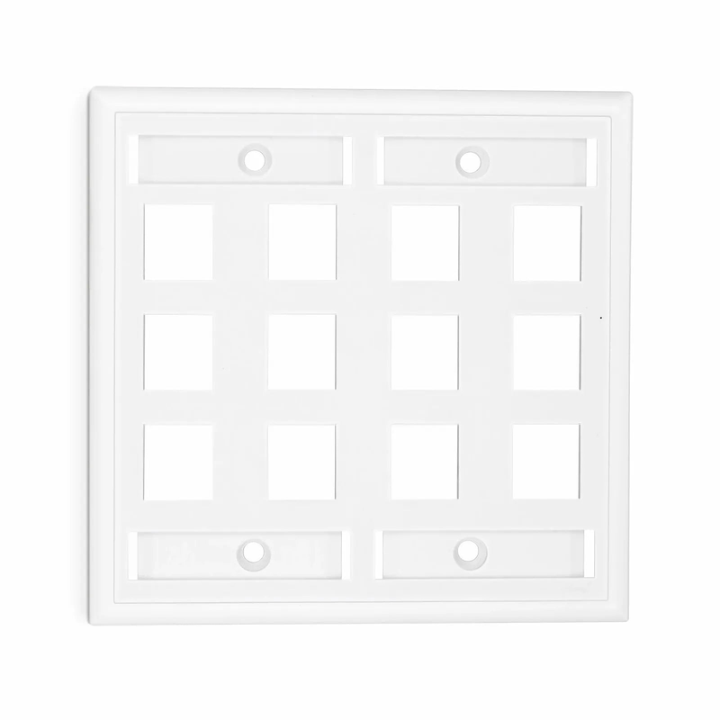 FyberOptix SyncEase Single Gang Twelve Port Keystone Faceplate, Label Pockets, White