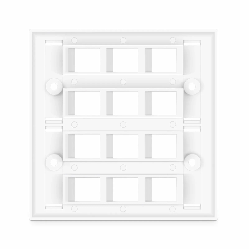 FyberOptix SyncEase Single Gang Twelve Port Keystone Faceplate, Label Pockets, White