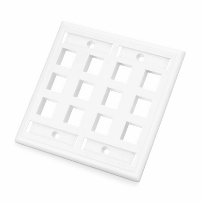 FyberOptix SyncEase Single Gang Twelve Port Keystone Faceplate, Label Pockets, White