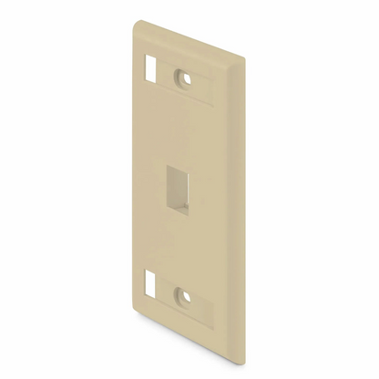 FyberOptix SyncEase Single Gang One Port Keystone Faceplate, Label Pockets, Ivory