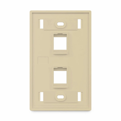 FyberOptix SyncEase Single Gang Two Port Keystone Faceplate, Label Pockets, Ivory