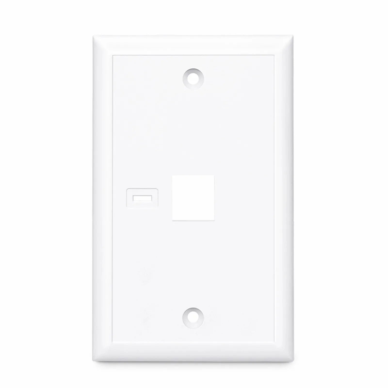 FyberOptix Single Gang Keystone Faceplate, Computer and Telephone Identification Icons, 1 Port, White, 4.49'' x 2.76''