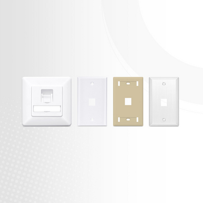 FyberOptix Single Gang Keystone Faceplate, Computer and Telephone Identification Icons, 1 Port, White, 4.49'' x 2.76''