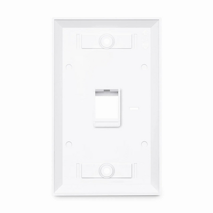 FyberOptix Single Gang Keystone Faceplate, Computer and Telephone Identification Icons, 1 Port, White, 4.49'' x 2.76''