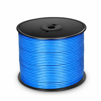 FyberOptix Cat5e Ethernet Bulk Cable, 1000ft (305m), UL Listed, 26AWG Stranded Pure Bare Copper Wire, 350MHz, Shielded (F/UTP), PVC CM, with Reel (Blue)