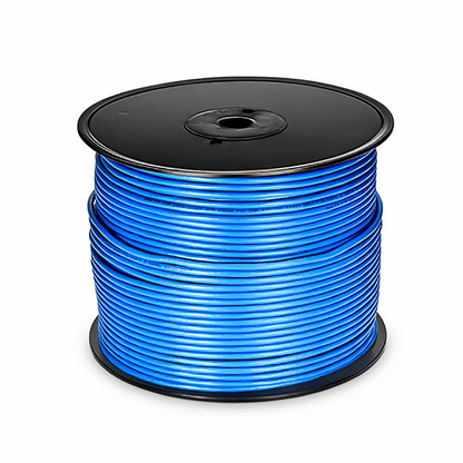 FyberOptix Cat5e Ethernet Bulk Cable, 1000ft (305m), 24AWG Solid Pure Bare Copper Wire, 350MHz, Unshielded (UTP), PVC CMR, with Reel (Blue)