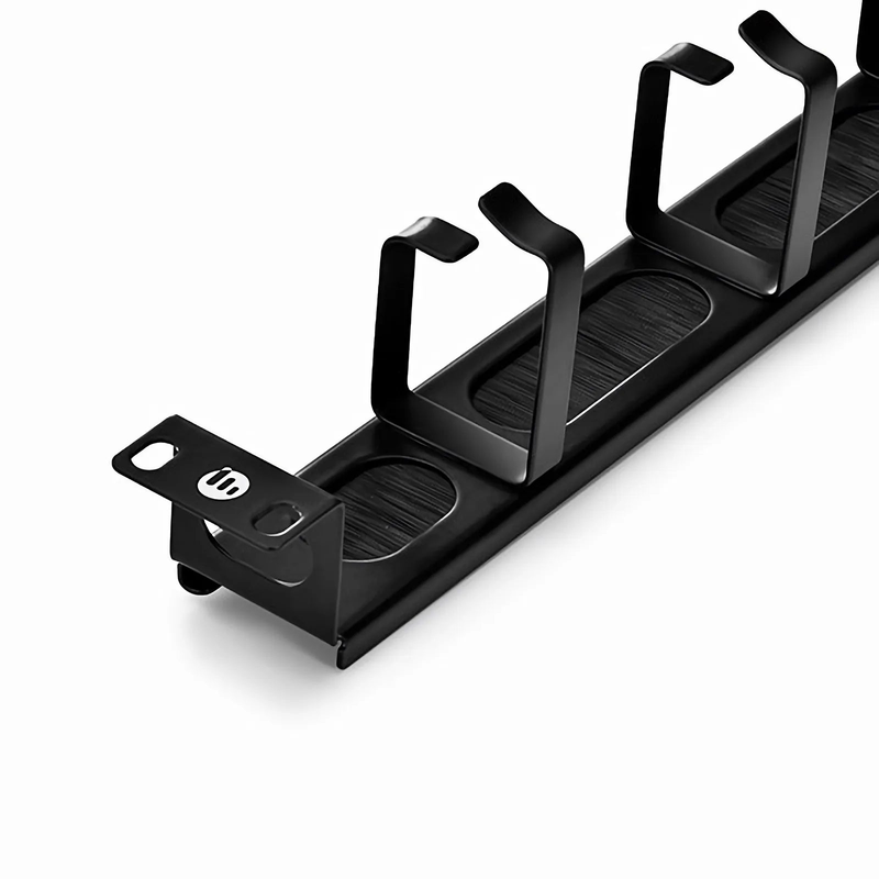 FyberOptix Recessed Horizontal Single Sided Pass-Thru Manager, 1RU, 4 D-rings & Brush Strip, 3.46 in. Depth