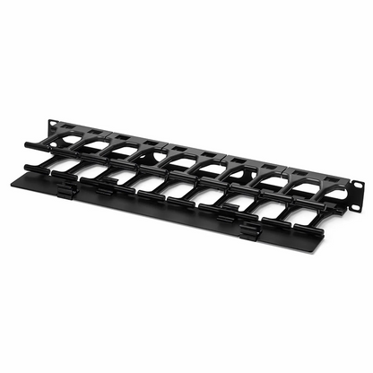 FyberOptix Horizontal Single Sided Steel Manager, 1RU, Finger Duct with Cover, 4.44 in. Depth
