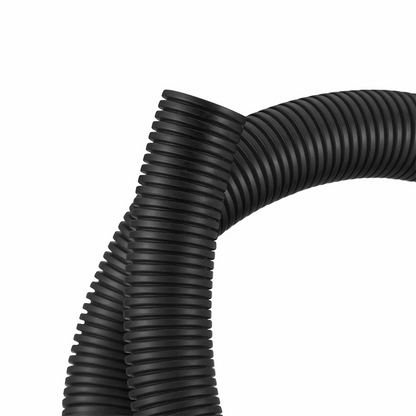 FyberOptix 25m (82ft) Black Flame Retardant Polypropylene Convoluted Tubing, 23mm Inside Diameter