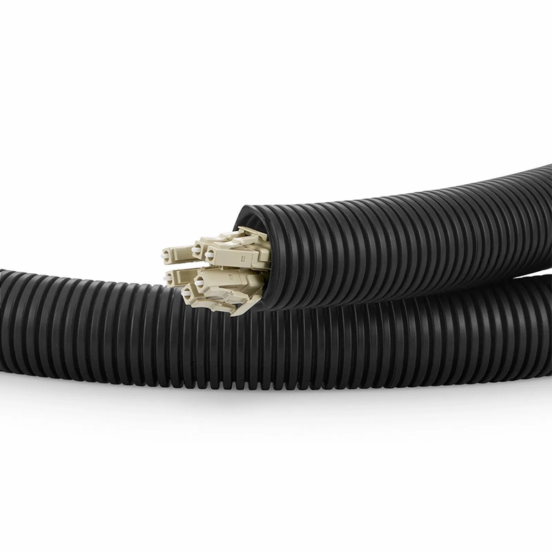 FyberOptix 25m (82ft) Black Flame Retardant Polypropylene Convoluted Tubing, 23mm Inside Diameter